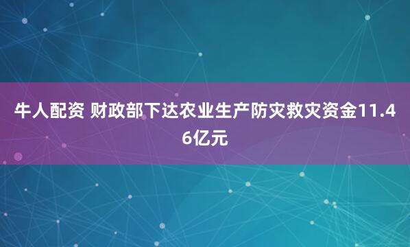 牛人配资 财政部下达农业生产防灾救灾资金11.46亿元
